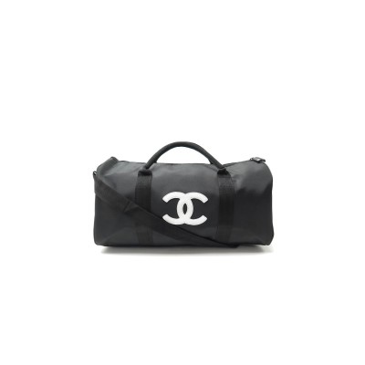 CHANEL MASTER BLACK CANVAS LOGO CC SPORT BAG AS3533 (45*25*21cm)